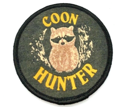 Vintage &quot;Coon Hunter&quot; w Raccoon Picture Round Patch Cloth 3 Inches NOS - £9.27 GBP