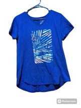 Tek Gear Dry Tek Blue Graphic V-Neck T-Shirt Women&#39;s Size Med. - $7.91