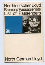 1969 TS Bremen Norddeutscher Lloyd Bremen Passenger List North German Lloyd - £14.01 GBP