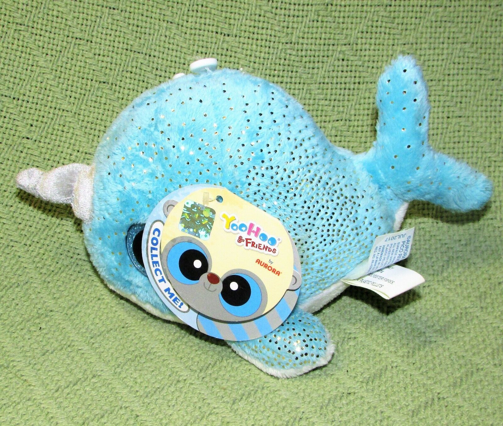 YOOHOO FRIENDS NARWHAL WITH HANG TAGS AURORA PLUSH NAREE STUFFED ANIMAL BLUE TOY - $7.20