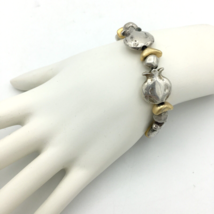 DANON mixed-metal bead bracelet - handcrafted Israel - toggle clasp silver gold - £19.66 GBP