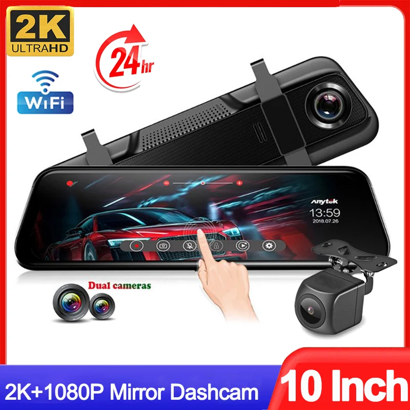 10Inch Rear View Mirror 2K Dash Cam for Cars WIFI Car DVR Camera for Vehicle - £11.94 GBP+