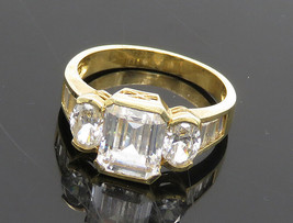 14K GOLD - Vintage Sparkling Cubic Zirconia Smooth Band Ring Sz 10 - GR061 - £448.85 GBP