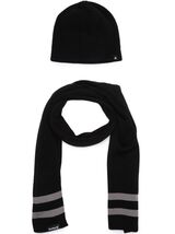 Hurley Black/ Grey Stripe New Yorker Soft Knit Beanie Hat Scarf Holiday ... - €12,94 EUR