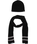 Hurley Black/ Grey Stripe New Yorker Soft Knit Beanie Hat Scarf Holiday ... - $21.00 CAD