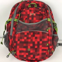 Lands End Kids Medium Backpack Red Check Plaid Monogramed Joy School Tote - £35.96 GBP