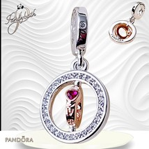 Pandora “Rotatable” Round Halo Insert Heart Dangle Charm US SELLER - $23.17