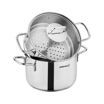 Korkmaz Perla 3 Piece 6.9 Liter Stainless Steel Casserole Steamer with Lid in S - £107.09 GBP