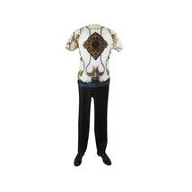 Men Crew T Shirt Makrom Turkey Medallion Chain Floral European 1217-420 White image 2