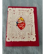 I Love You Lace Valentines Day Card Early 1900&#39;s Little Boy Handmade Vin... - £3.72 GBP
