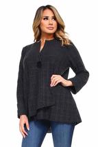 Women&#39;s Gray Knit One-Button Closure with Asymmetrical Hem Cardigan Jack... - £57.33 GBP+