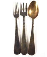 VTG Retro set of 3 Silver Plate Serving Fork &amp; Soup spoon &amp; Fork - £15.87 GBP