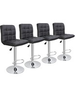 Set of 4 Bar Stools Swivel Adjustable Bar Chairs PU Leather w/Backrest - $172.14