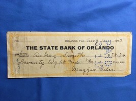 The State Bank of Orlando &amp; Trust Co. Florida FL FLA 1917 Obsolete Check... - £15.56 GBP