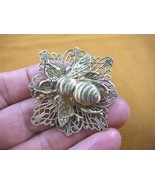 (b-bee-153) large Bee bumble bees insect filigree square brass pin penda... - $372.77 MXN