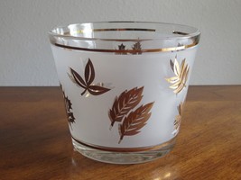 Vintage Glass Gold Leaf Foliage Small Frosted Ice Bucket Pail Unmarked S... - £11.34 GBP