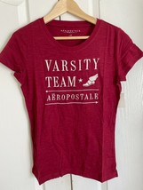 New Aeropostale Varsity Logo Red Short Sleeve Crew Neck Soft Cotton T-shirt L - £11.66 GBP