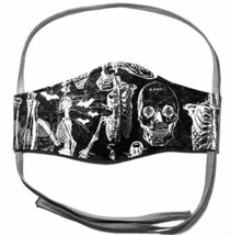 Black Anatomy Skeleton XL Face Mask, White bat skull glow in the dark, w... - $15.63