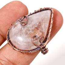Rose Quartz Gemstone Handmade Fashion Copper Wire Wrap Ring Jewelry 10&quot; SA 89 - £5.20 GBP