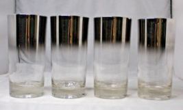 Silver Fade Ombre Highball Style Glasses Mid Century Barware Set of 4 Vi... - $31.61