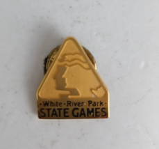 Vintage White River Park State Games Gold Tone Lapel Hat Pin - £5.04 GBP