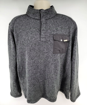 Woolrich Mens Sweater 2XL Gray Pocket Pullover 1/4 Snap Button Up Polyester - £17.80 GBP