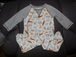 Mud Pie One-piece Pajamas With Zoo Animals Size 0/3 Months Boy&#39;s EUC - £12.22 GBP