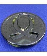 Blenko Glass flat disc paperweight, olive green, Embossed Christian fish... - $19.79