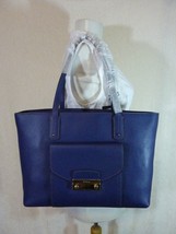NWT FURLA Navy Pebbled Leather Julia Tote Bag $398 - Made in Italy - £262.13 GBP