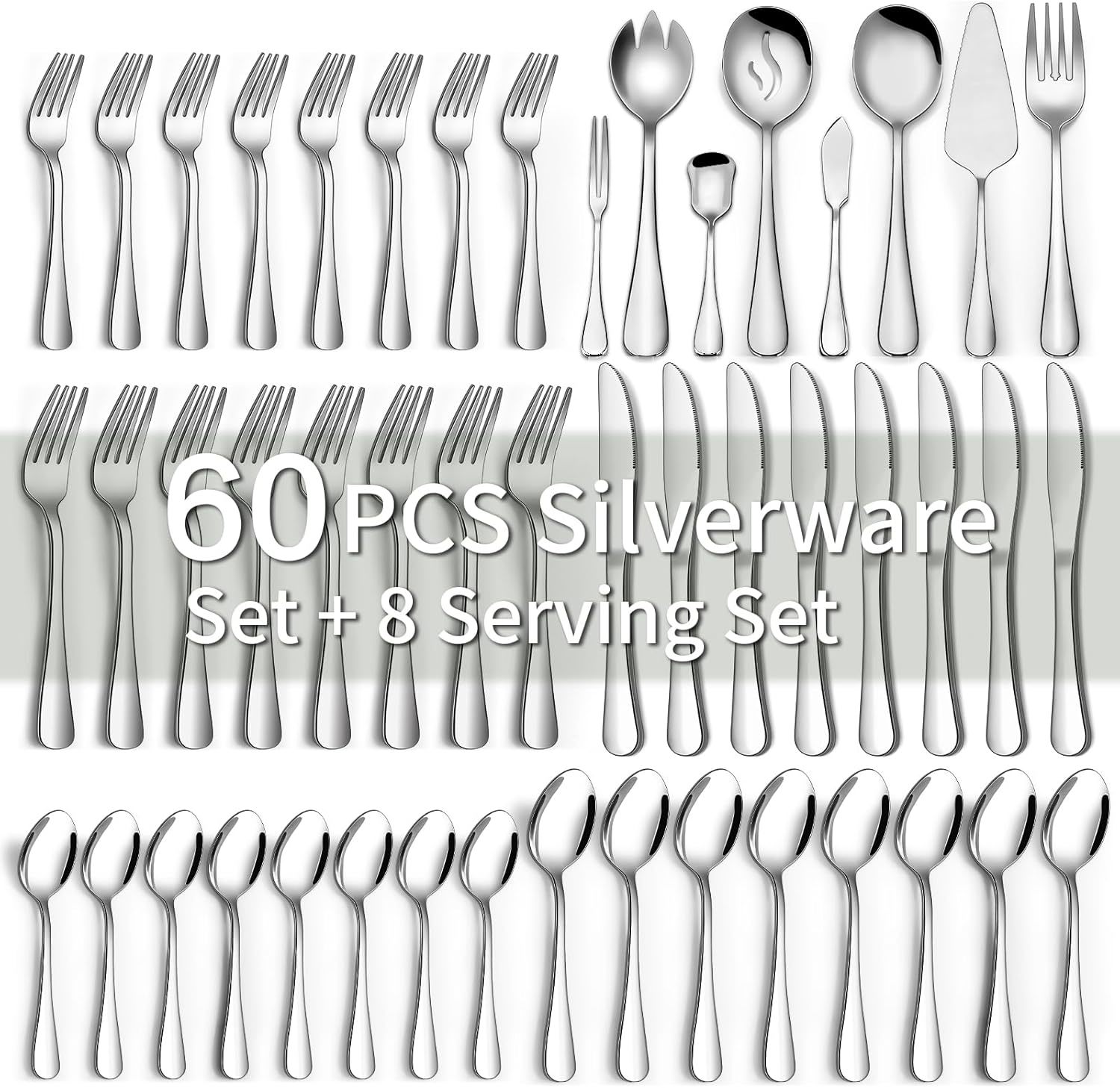 68 Pieces Silverware Set With Serving Utensils Set, Cekee, Dishwasher Safe - $42.97