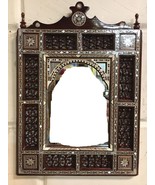 Wall Mounted Mirror, Curving Wood Inlay Mother of Pearl, Arabesque Work ... - £246.28 GBP
