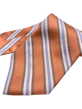Calvin Klein Tie Imported Silk Orange Blue White Striped Necktie Mens Career - £21.81 GBP