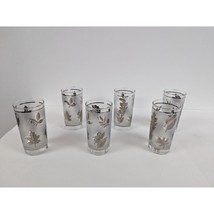 Set of 6 Vintage Libbey Silver Leaf Frosted Glasses 5 1/2&quot; by 2 1/2&quot; Tum... - £31.77 GBP
