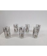 Set of 6 Vintage Libbey Silver Leaf Frosted Glasses 5 1/2&quot; by 2 1/2&quot; Tum... - £31.95 GBP