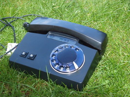 Vintage Soviet Russian USSR Rotary Dial Phone VEF TA-D Black Color Tested - £31.19 GBP