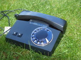 Vintage Soviet Russian USSR Rotary Dial Phone VEF TA-D Black Color Tested - £31.15 GBP