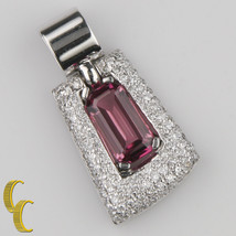 Pink Tourmaline and Diamond 14k White Gold Assymetrical Pendant TCW = 5.25 ct - £2,212.27 GBP