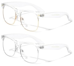 Transparent Retro Square Horn Rimmed Glasses Clear Lens Classic Designer Fashion - £8.38 GBP+