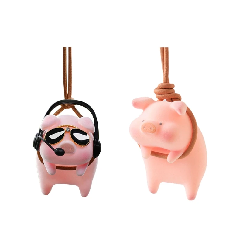 Cute Pig with Glasses Car Pendant Auto Rearview Mirror Pendants Swing Pig Coche - £9.77 GBP+