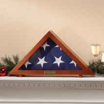 Military Veteran Memorial Burial Flag Display Case with Free Personalize... - $56.16