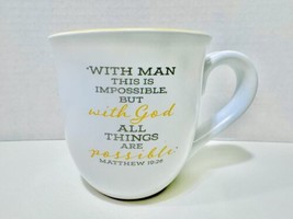 Lighthouse Christian Products Matthew 19:26 With God White &amp; Yellow Coffee Mug - £12.13 GBP
