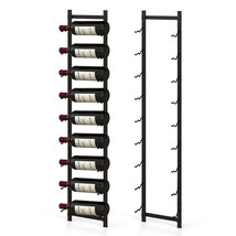 9 Bottles Wall Mounted Wine Rack Metal Wine Display Holder Organizer - $70.29