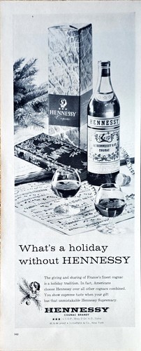 HENNESSY COGNAC BRANDY - Christmas Holiday - France Finest - 1960 Vintag... - $16.96