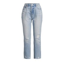 No Boundaries Juniors&#39; High Rise Slim Straight Cropped Jeans LTWASH Size 7 - $21.77