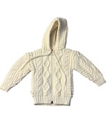 Vintage 2T Toddler Cable Knit Zipper Hoodie Sweater White 100% Acrylic - €16,37 EUR