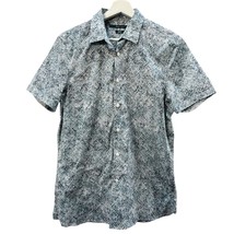 Men&#39;s Perry Ellis Short Sleeve Button Front Size Small Blue White Printed - £21.01 GBP