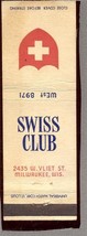 SWISS CLUB Milwaukee Wis. WI.  55 - £3.15 GBP