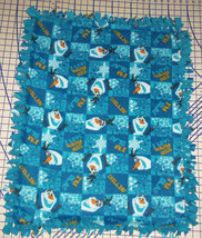 Disney Frozen Olaf Warm Hugs Blue Fleece Baby Blanket Pet Lap 30&quot; x 34&quot; - £33.77 GBP