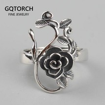 Vintage Real Pure 925 Sterling Silver Branches Rose Flowers Rings For Women Thai - £27.22 GBP