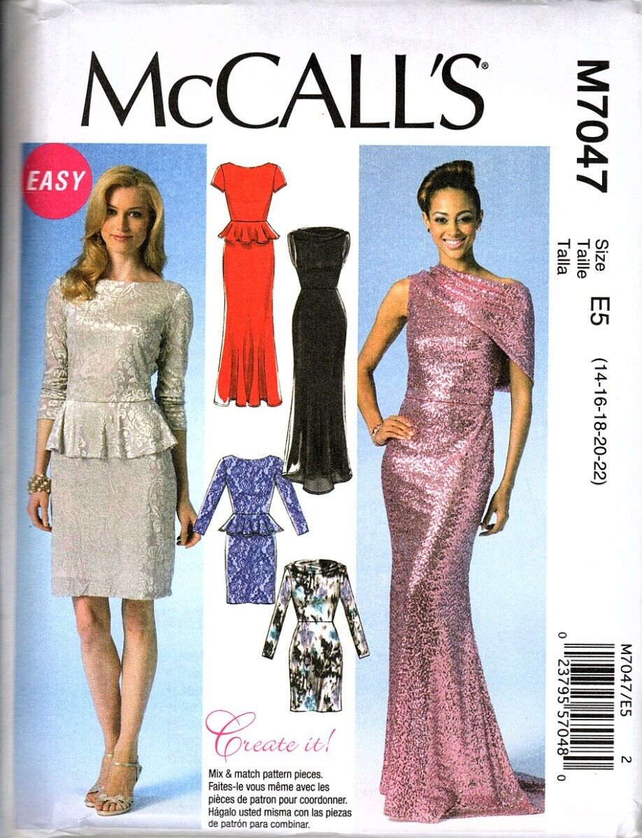 McCall's M7047 Misses 14 to 22 Special Occasion Prom Dress Uncut Sewing Pattern - $14.81